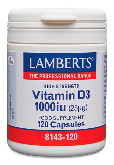 Vitamina D como D3, colecalciferol 1000 UI (25 mcg) 120 cápsulas