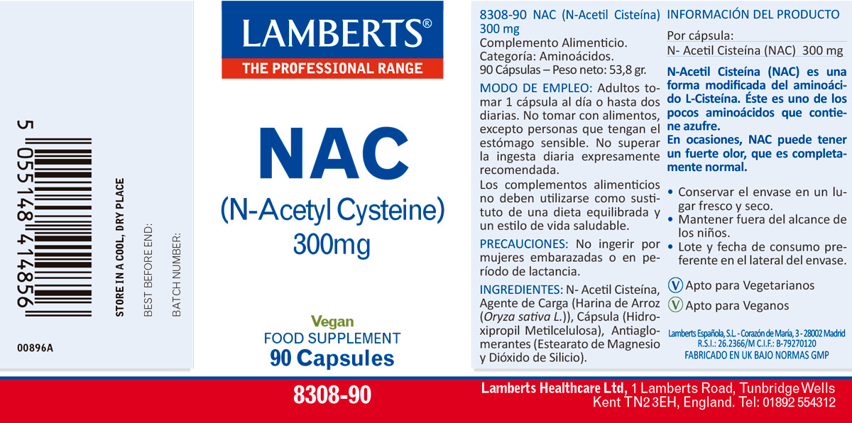 NAC (N-Acetil Cisteína) 300 mg, Aminoácido no esencial — imagen 2