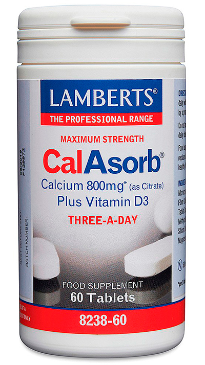 CalAsorb®, Calcio 800 mg como Citrato y Vitamina D3 60 tabletas