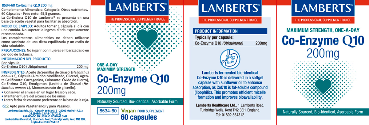 Co-Enzima Q10 200 mg, Ubiquinona, 60 cápsulas — imagen 2