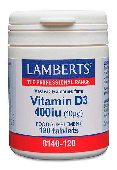 Vitamina D3, 400 UI (10 mcg) 120 pastillas