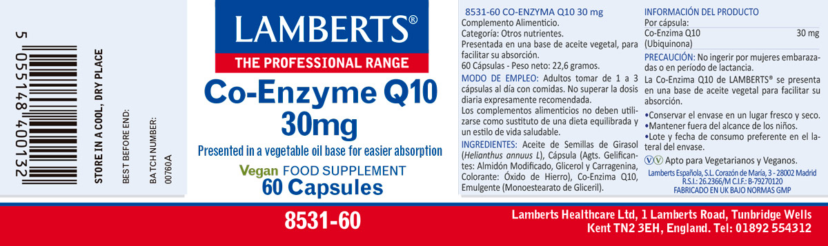 Co-Enzima Q10 30 mg (CoQ10 o ubiquinona) — imagen 2