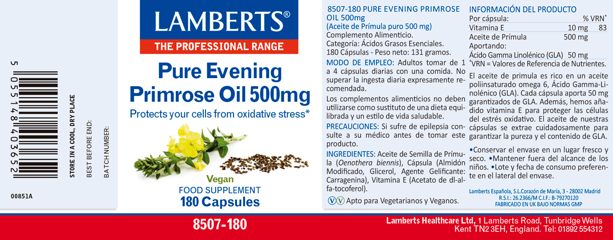 Aceite de Prímula u Onagra Puro 500 mg con Vitamina E — imagen 2