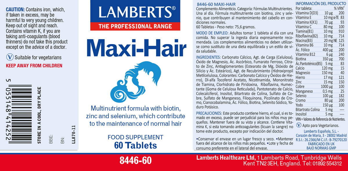 Maxi-Hair, cuidado del cabello para ella y para él. Sin Vitamina A. — imagen 2