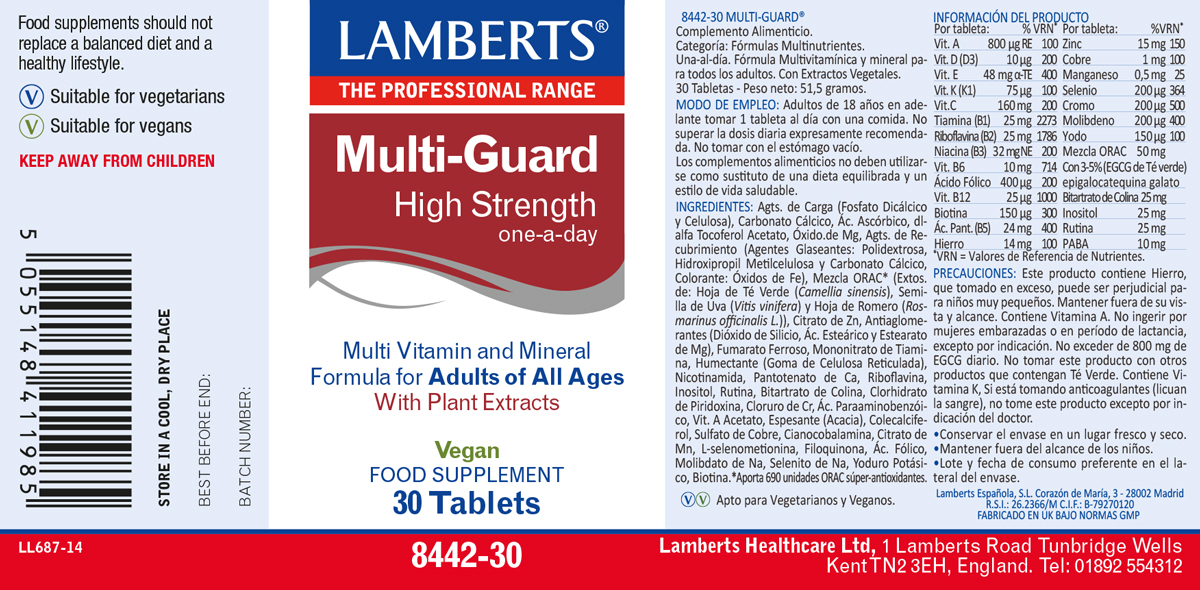 Multi-Guard® Complejo Multinutriente apto para Veganos – 30 tabs — imagen 2