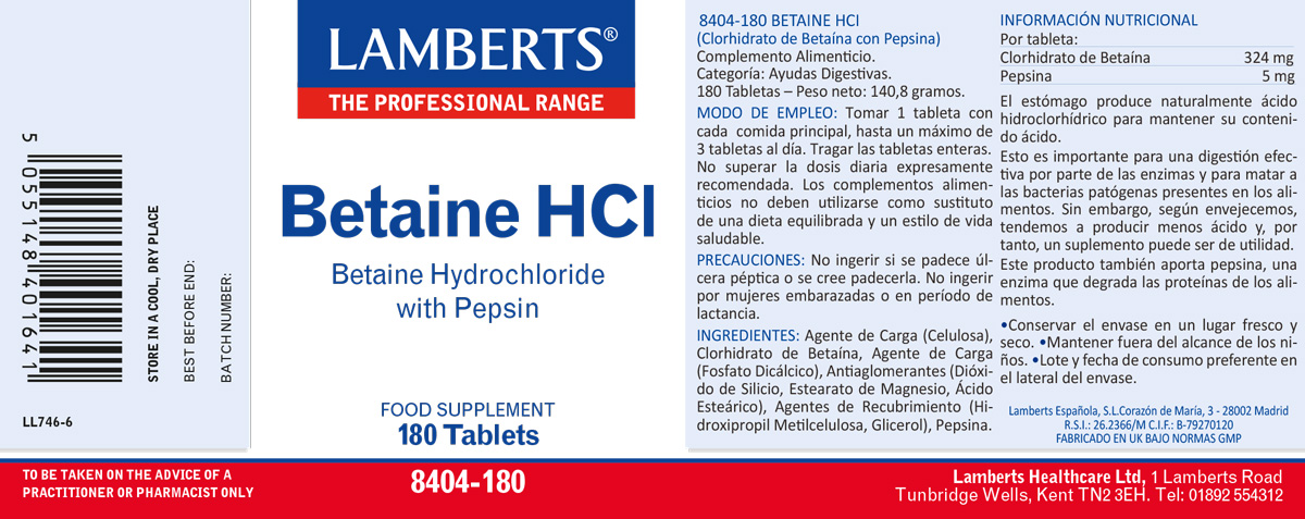 Betaína HCI 324 mg y Pepsina 5 mg en tabletas — imagen 2