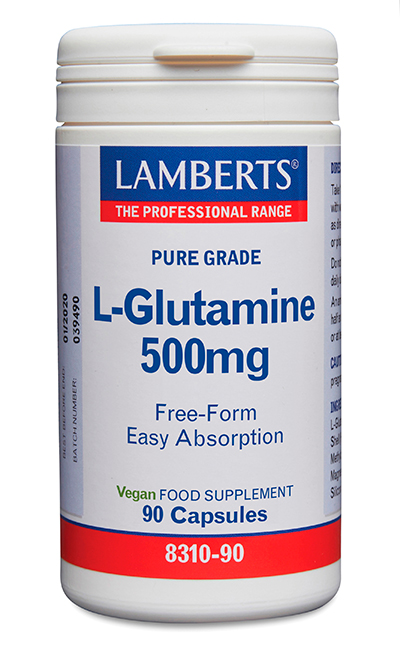L-Glutamina 500 mg. Pura. Aminoácido no esencial con 90 cápsulas