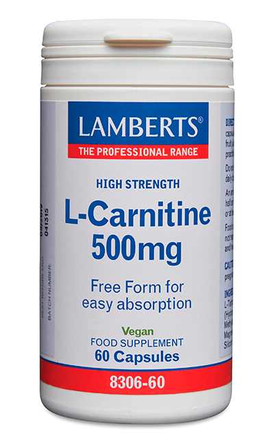 L-Carnitina 500 mg Pura en forma libre. Aminoácido no esencial