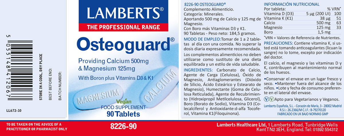 Osteoguard®. Calcio, Magnesio, Boro, Vitaminas D3 y K1 90 tabletas — imagen 2