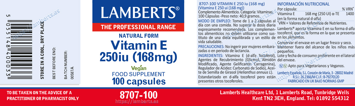 Vitamina E Natural 250 UI (168 mg) — imagen 2