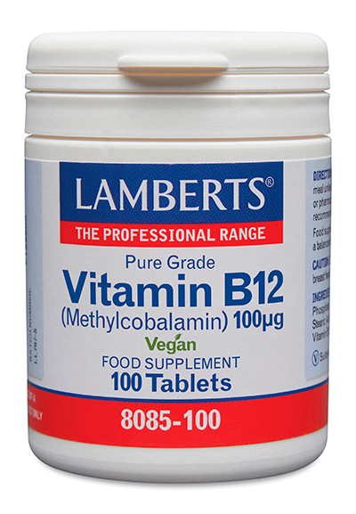 Vitamina B12 100 mcg en forma de Metilcobalamina. Grado puro.