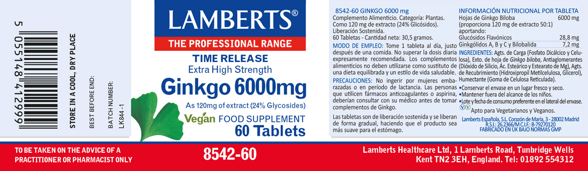 Ginkgo 6.000 mg 60 tabletas — imagen 2