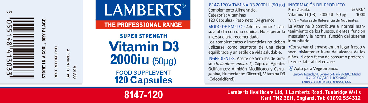 Vitamina D3, colecalciferol 2000 UI (50 µg) — imagen 2
