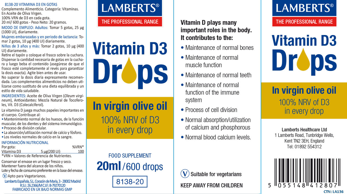 Vitamina D líquida, en gotas como D3 o colecalciferol — imagen 2