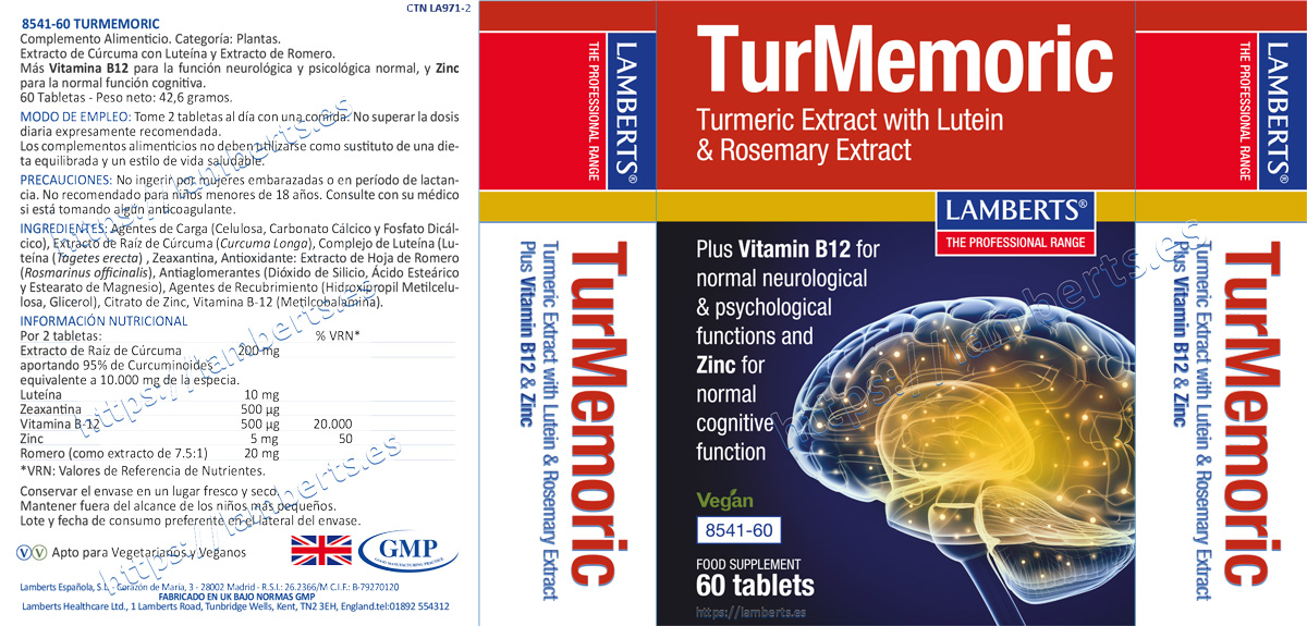 TurMemoric: Extracto de Cúrcuma, Luteína, Romero y más — imagen 2