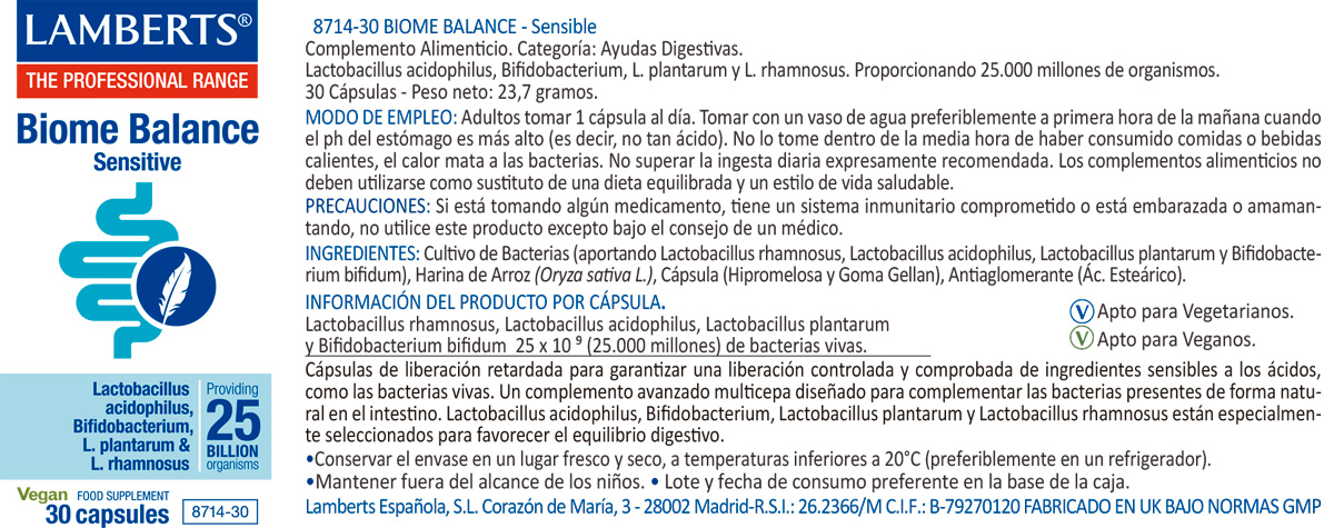 Biome Balance Sensitive (Sensible) 30 Caps — imagen 2