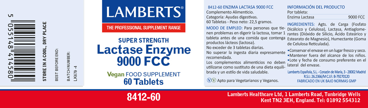 Lactasa 9000 FCC. Enzima Digestiva en tabletas — imagen 2