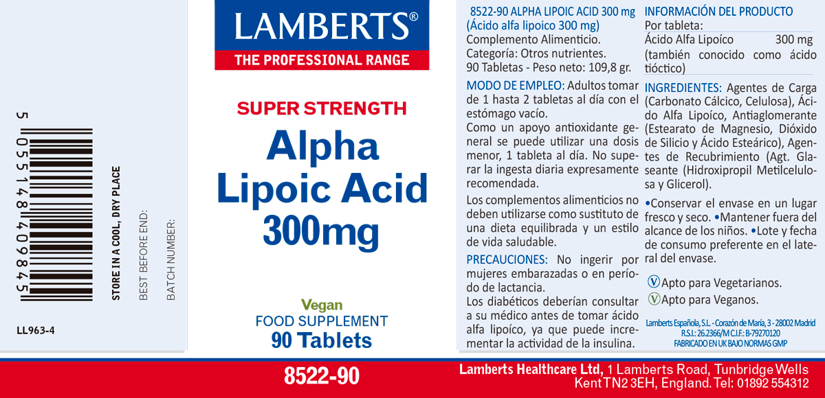 Ácido Alfa Lipoico 300 mg, ALA o Ácido Tióctico — imagen 2