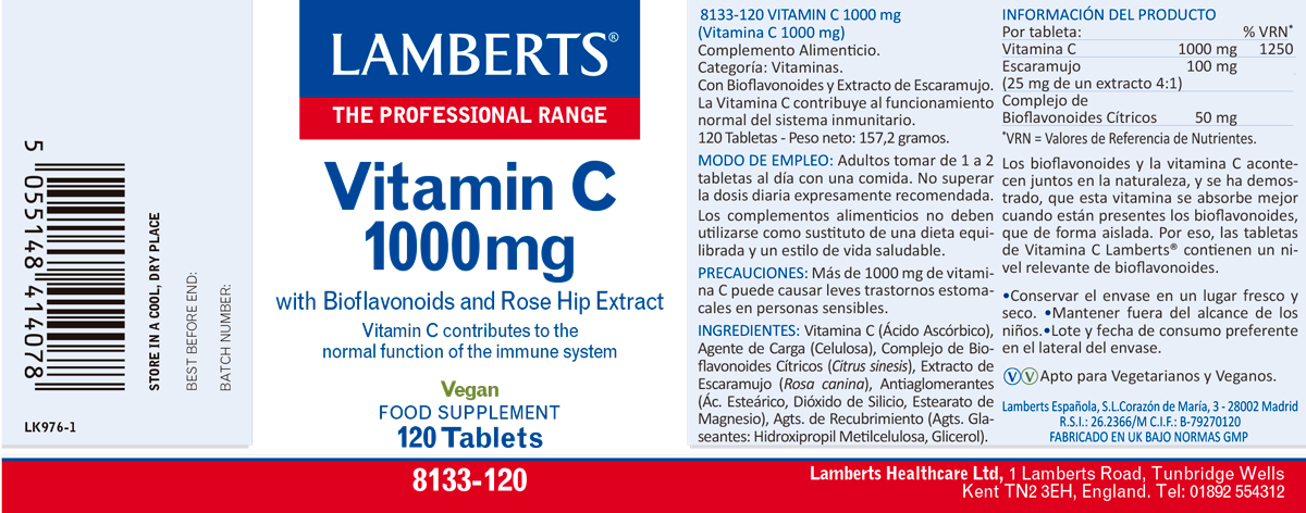 Vitamina C 1000 mg con Bioflavonoides y Escaramujo — imagen 2