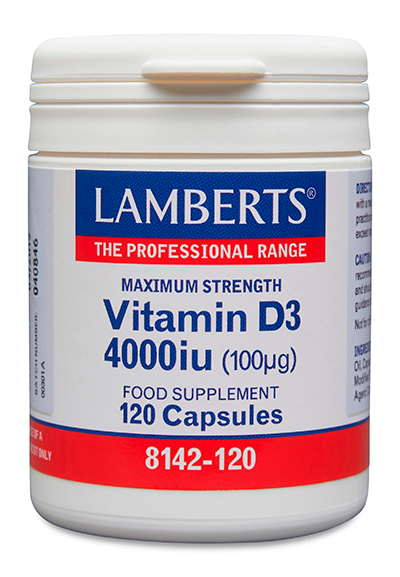Vitamina D como D3, colecalciferol 4000 UI (100 mcg) 120 cápsulas