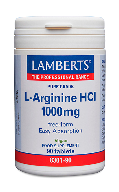 L-Arginina HCI 1000 mg en forma Libre. Aminoácido no esencial