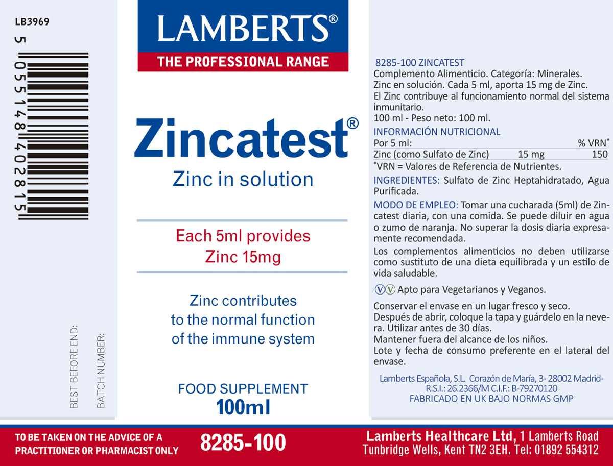 Zincatest®. Zinc liquido en forma de Sulfato. — imagen 2
